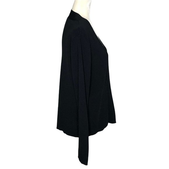 Scott Taylor Open Front Cardigan Black Ribbed Knit Women's Size Large - Picture 3 of 10